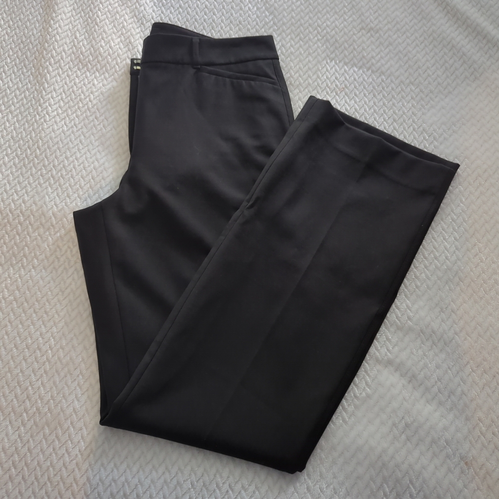 White House Black Market Trousers Black Straight Leg Women's Size 12 Long